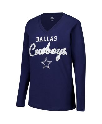 G-III 4Her by Carl Banks Womens Navy Dallas Cowboys Post Season Long Sleeve V-Neck T-Shirt 4590₽