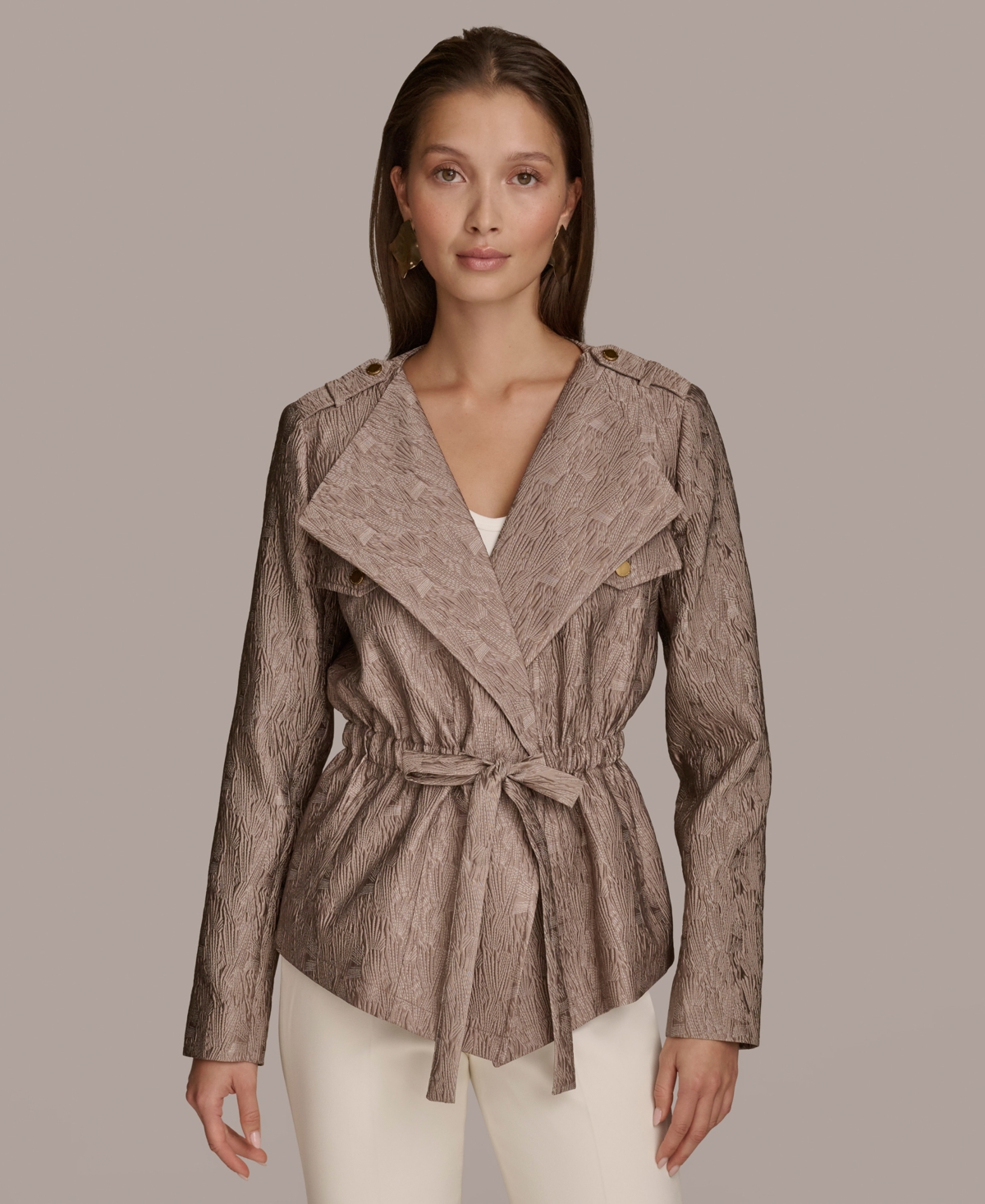 Donna Karan New York Women's Textured Tie-Front Wrap Jacket