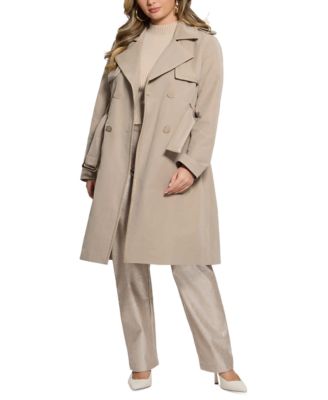 GUESS Women s Jenny Faux Leather Trench Coat Macy s