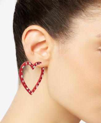 KARL LAGERFELD PARIS Gold-Tone Mixed Cut Stone Red Resin Heart Medium Hoop Earrings 185 5490₽