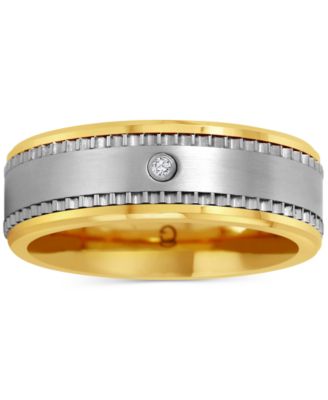 Men's Diamond Accent Two-Tone Ceramic & Stainless Steel Band