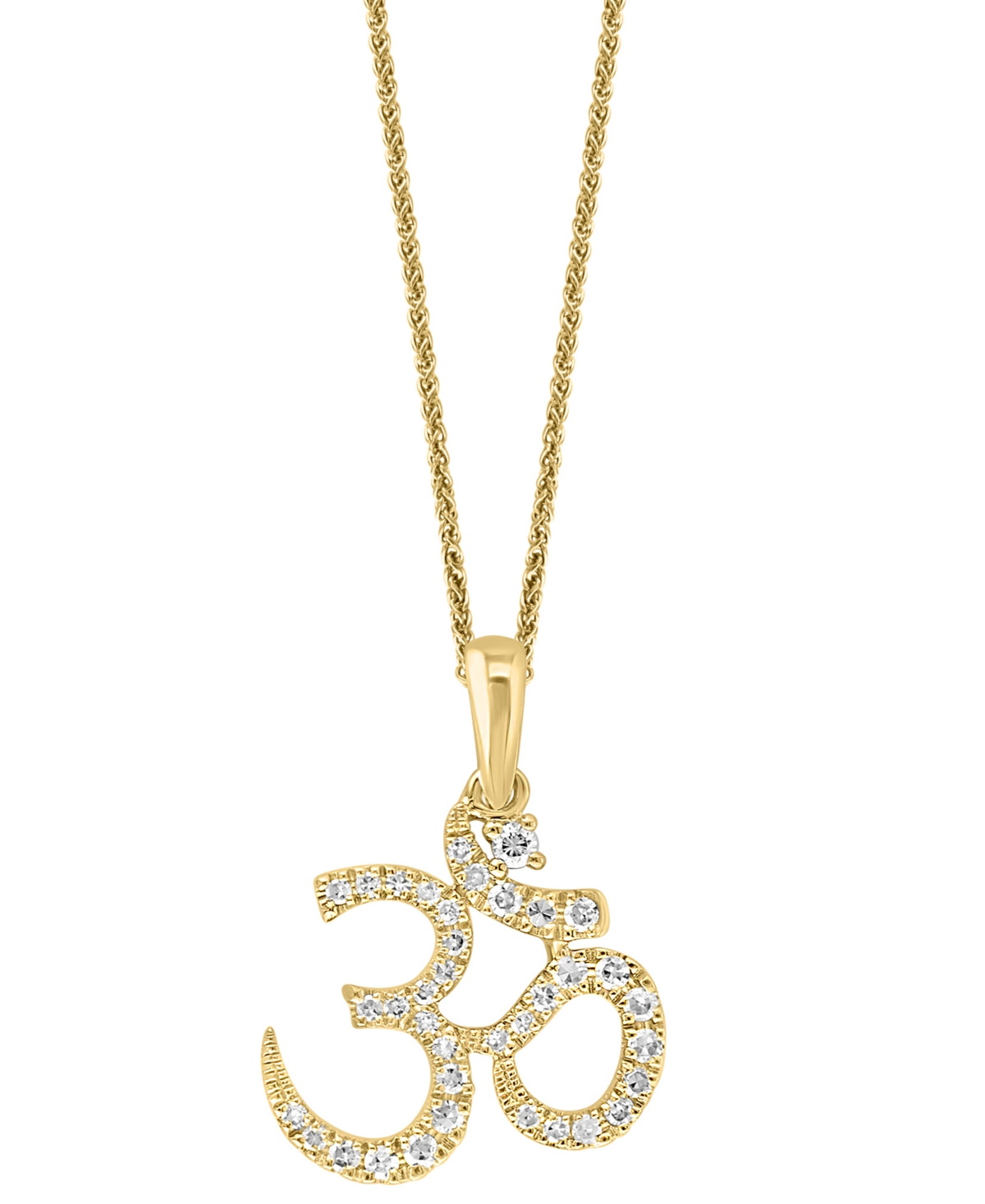 Shop Macy's Diamond Om 18" Pendant Necklace (1/6 Ct. T.w.) In 14k White Or Yellow Gold