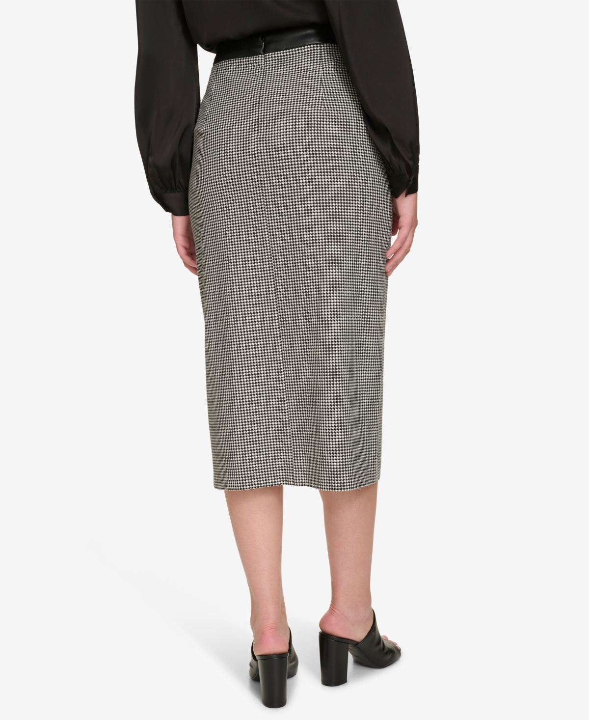 Calvin Klein Women's Houndstooth Long Pencil Skirt -cream