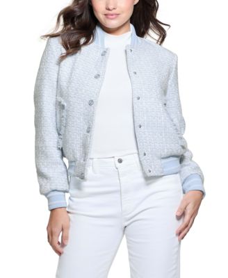 Новая женская куртка-бомбер Gloria из твида с длинными рукавами от GUESS 