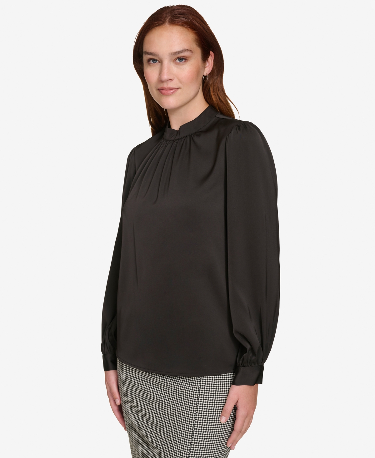 Calvin Klein Women's Long-Sleeve Mock-Neck Blouse