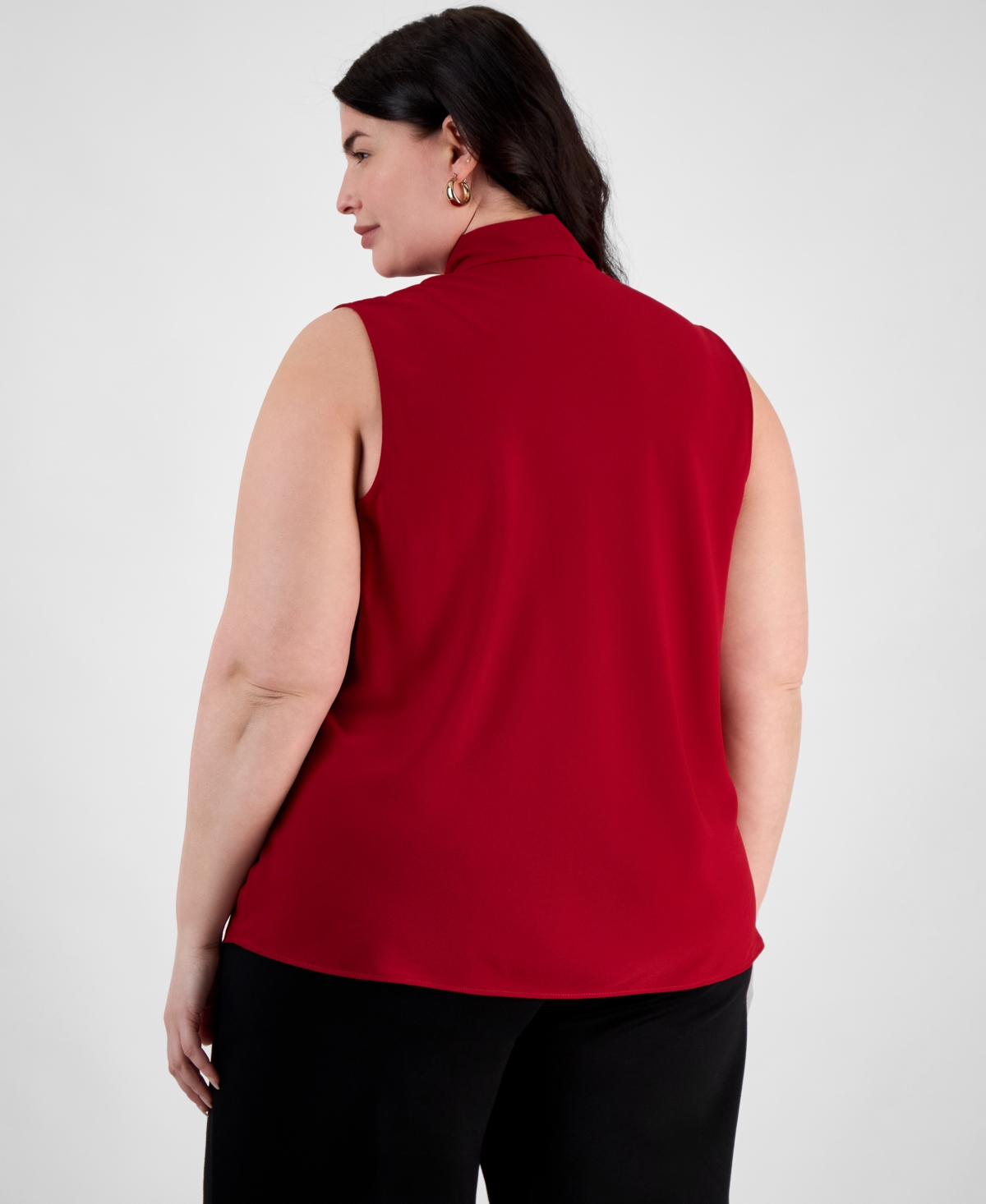 Kasper Tie Front Sleeveless Top In Fire Red