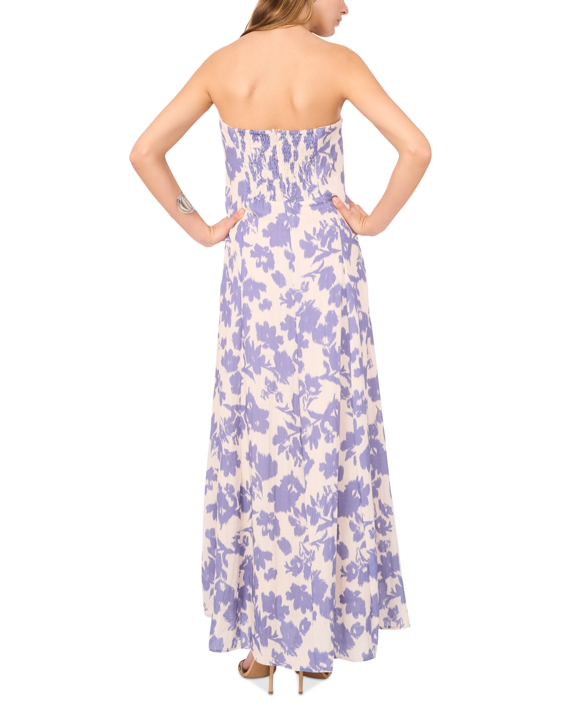 1.state Women's Floral-print Strapless Maxi Dress In Wind Chime
