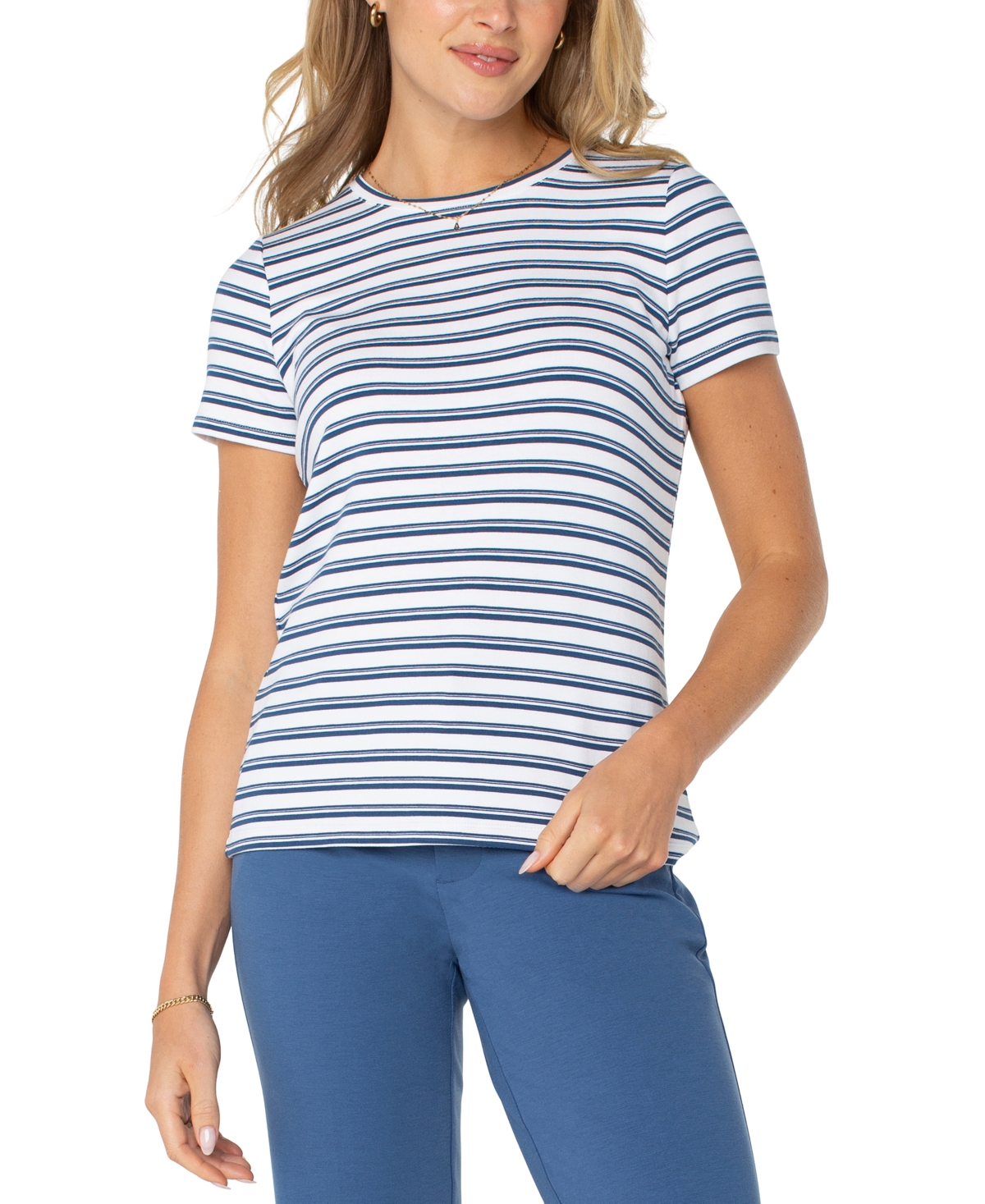 Women's Striped T-Shirt - White Indigo Stripes