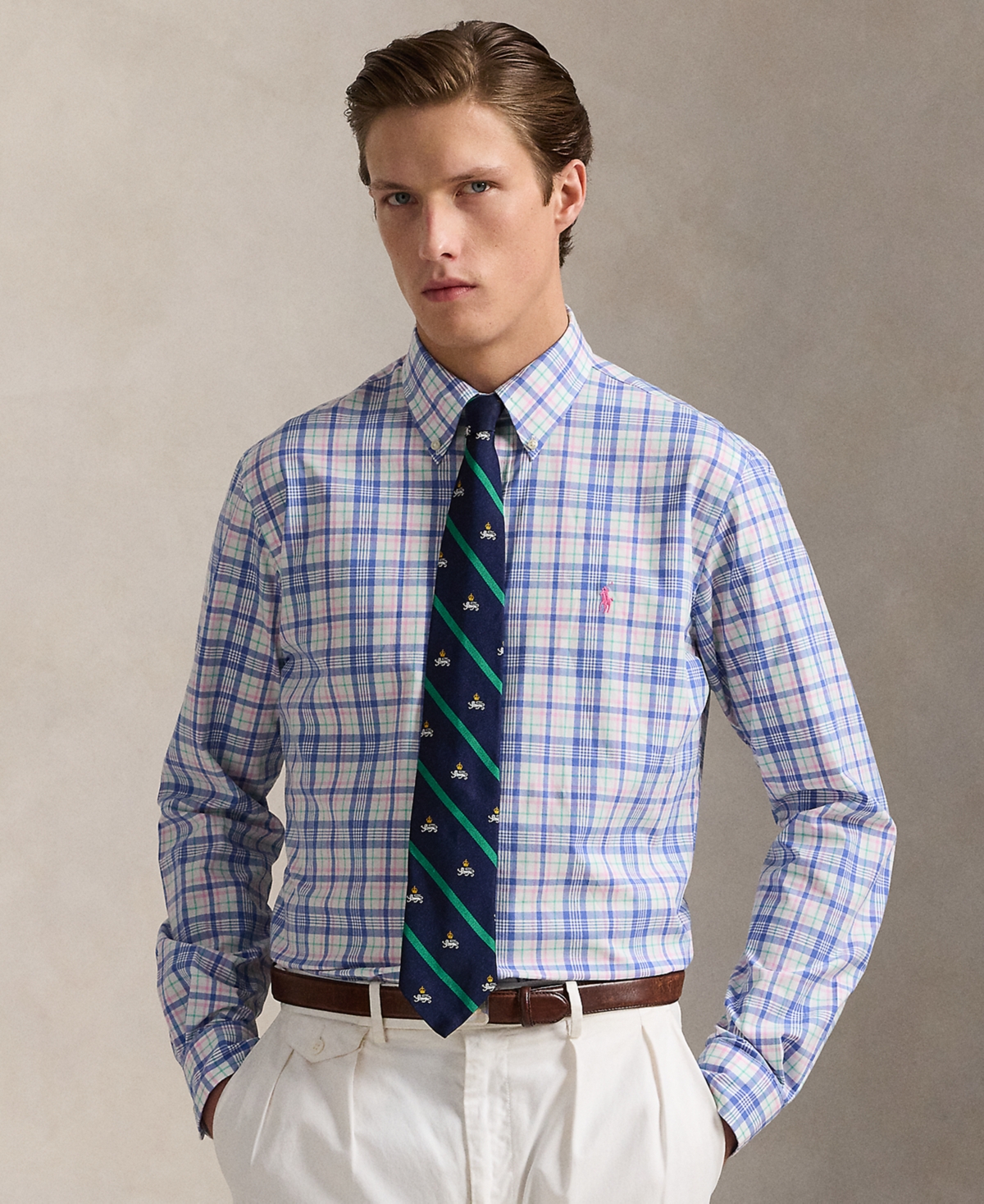 Polo Ralph Lauren Men's Slim-fit Stretch Poplin Shirt In Blue,green