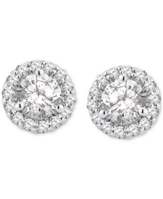 GIA Certified Diamond Halo Stud Earrings (1-1/4 ct. t.w.) in 14K White Gold