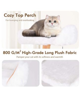 66" Tall Solid Wood Cat Tree with Perch Condo Jute Scratching Posts Sisal Rope