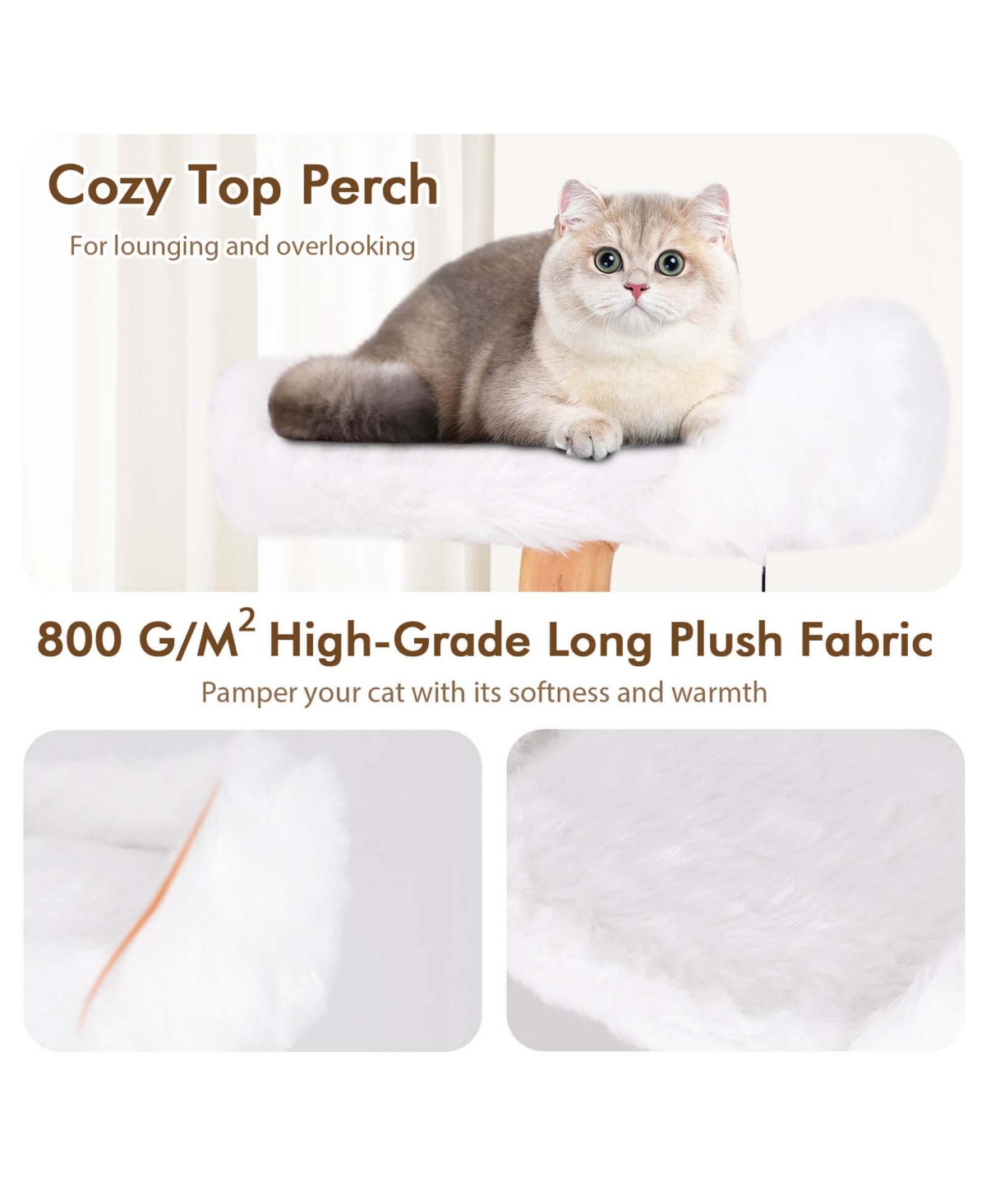 Costway Tall Solid Wood Cat Tree with Perch Condo Jute Scratching Posts Sisal Rope
