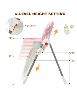 Folding Baby High Dining Chair with 6-Level Height Adjustment