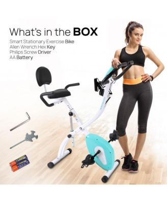Folding Digital Exercise Bike with Pulse Monitor and Resistance Bands