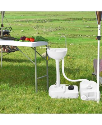 17L Portable Camping Sink w/ Pump & 2 Pcs 24L Water Tank,  Small Handwashing Station For RV Travel Outdoor Party