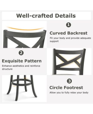 Swivel Bar Stools Set of 2 Bar Height Chairs with Hollow Back Soft-padded Seat