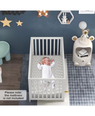 Wooden Baby Crib 3-Height Adjustable Wood Mini Crib Non-Toxic Finish