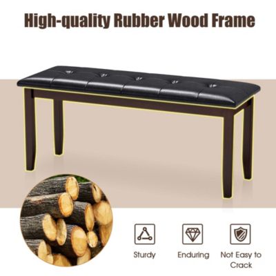 Upholstered PU Dining Room Bench Solid Wood Button Tufted Dining Room Bench