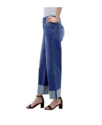 Women's 5 Pockets Wide Cuff Wide Leg Jean
