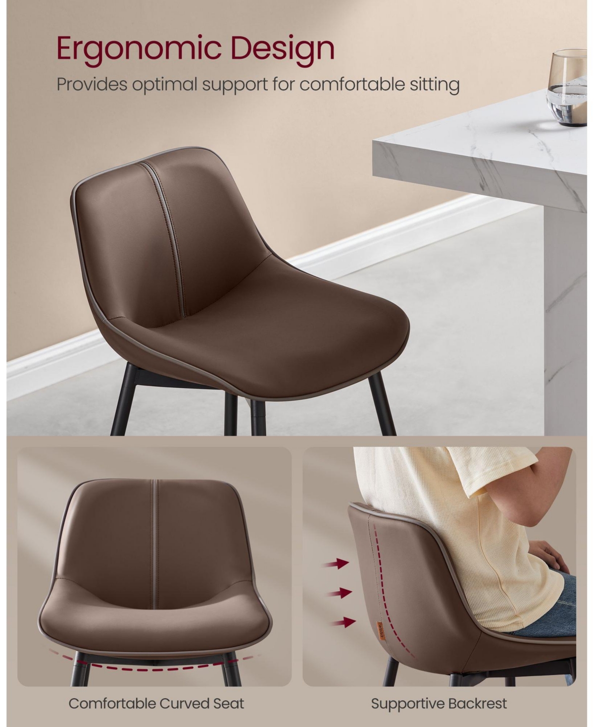 Slickblue Bar Stools Counter Height Stools with Back for Comfortable Seating and Modern Style