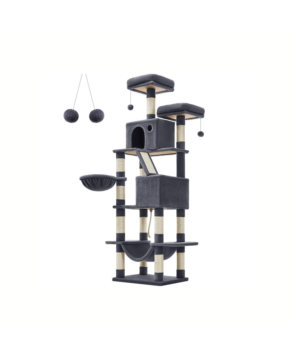 Slickblue 66.1-Inch Large Cat Tree Cat Tower with 13 Scratching Posts for Play and Climbing Fun
