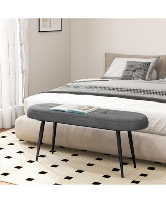 Upholstered Entryway Bench w/ Padded Seat & Heavy-duty Metal Frame