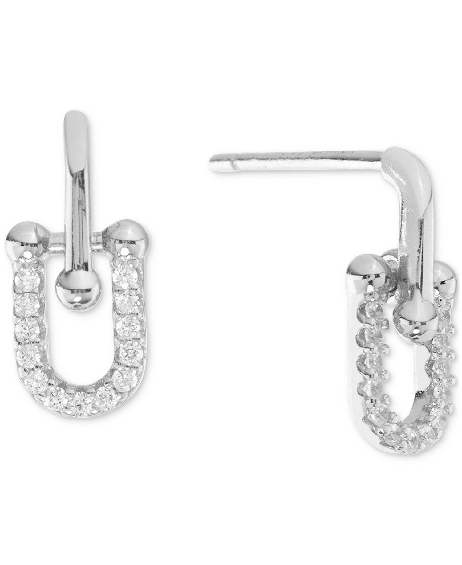 Cubic Zirconia U-Shaped Drop Earrings (1/5 ct. t.w.) in 14k Gold Over Sterling Silver (also in Sterling Silver)