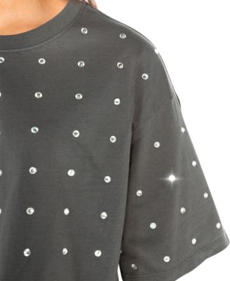 Women's Gray Colorado Buffaloes Go Time Rhinestone Crop T-Shirt