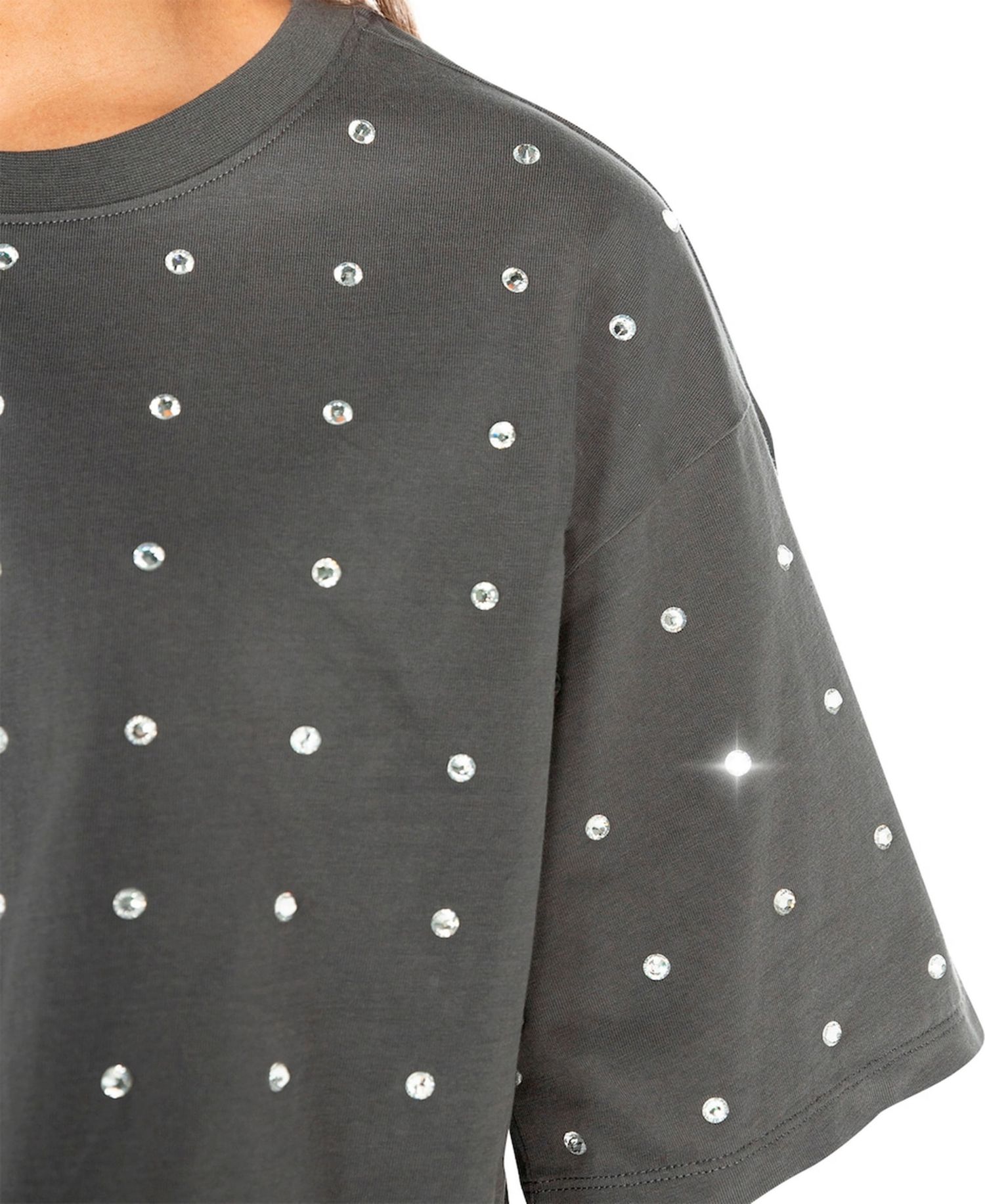 Women's Gray Colorado Buffaloes Go Time Rhinestone Crop T-Shirt