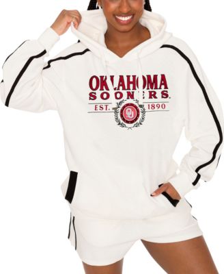 Women's Cream Oklahoma Sooners Down, Set, Go Pullover Hoodie and Shorts Set