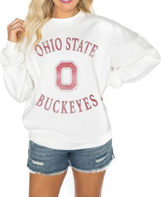 Gameday Couture Womens White Ohio State Buckeyes Good Vibes Premium Fleece Drop Shoulder Pullover Sweatshirt 9190₽