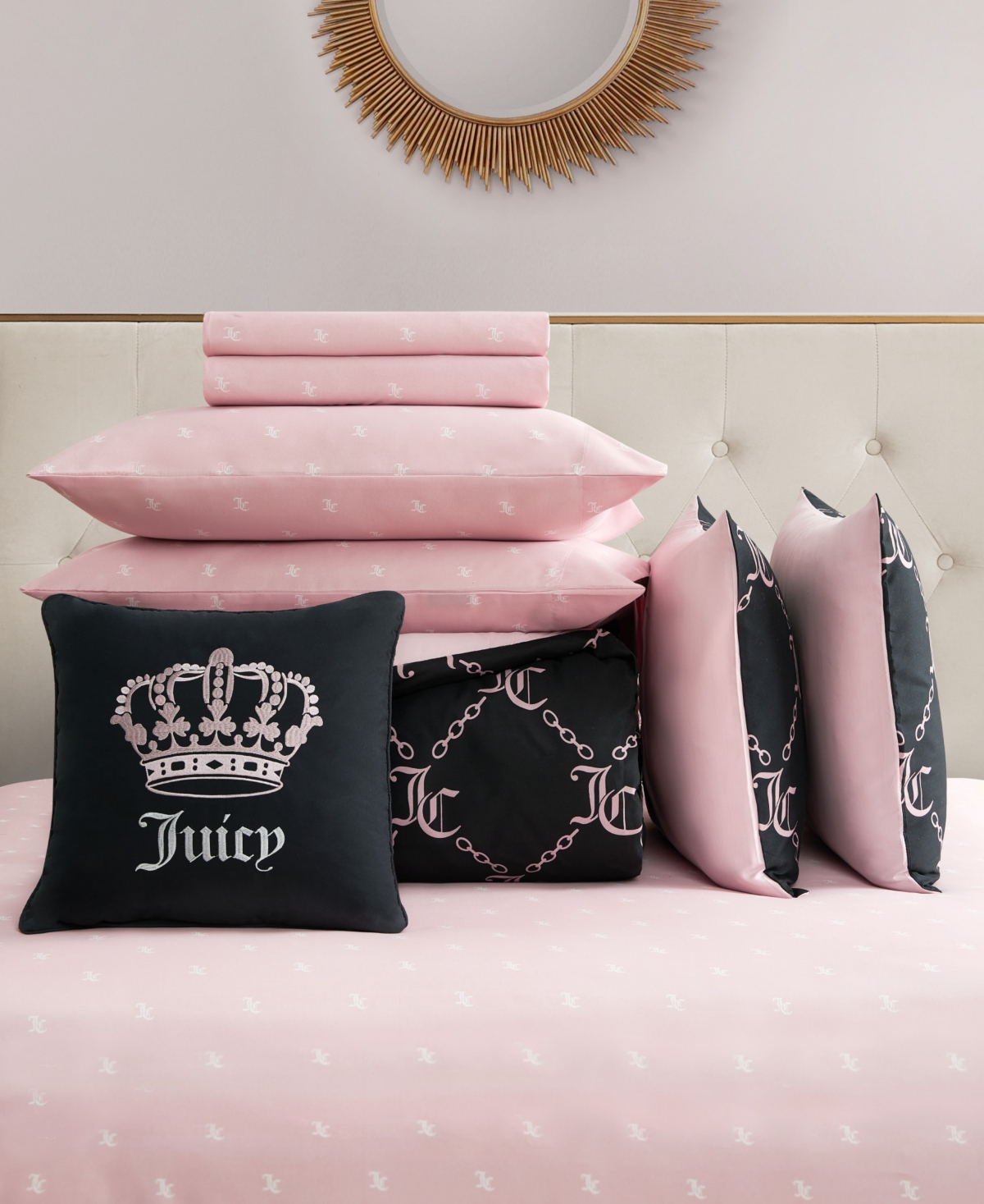 Juicy Couture Logo Link 8-pc. Comforter Set, Queen In Black