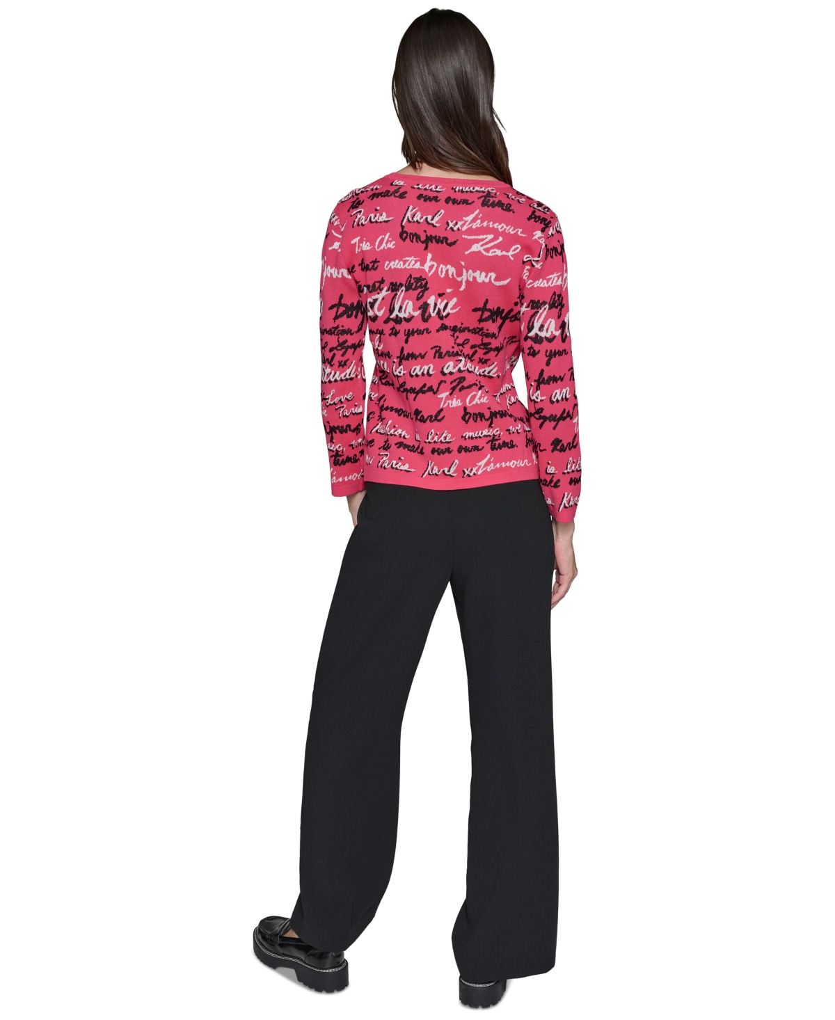 KARL LAGERFELD WOMEN'S ALLOVER SCRIPT SWEATER 