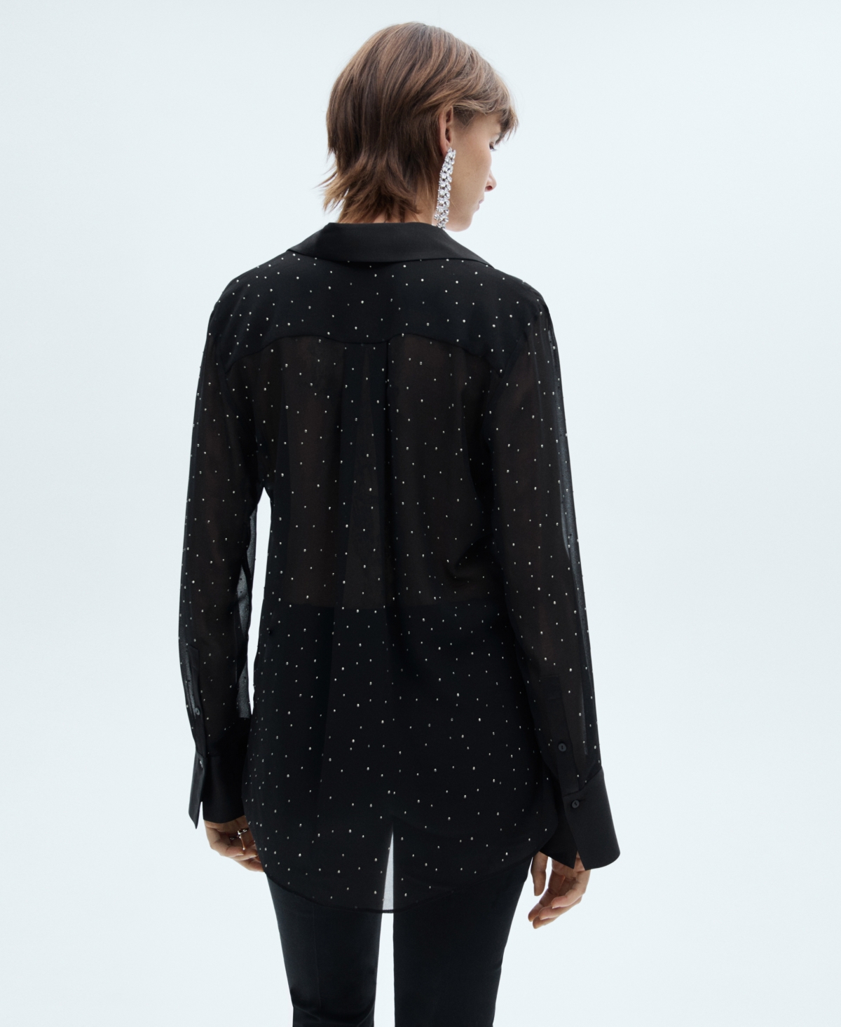 Mango Women's Semi-Transparent Studded Shirt