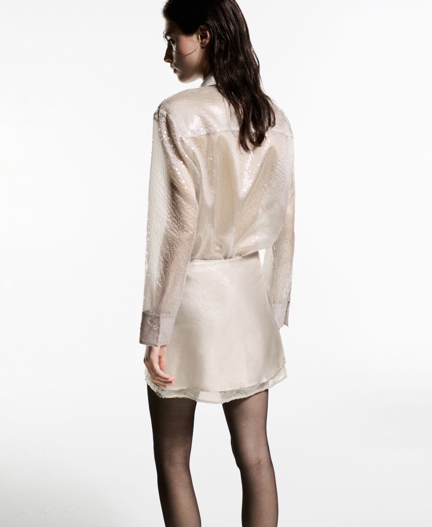 Women's Semi-Transparent Sequined Shirt