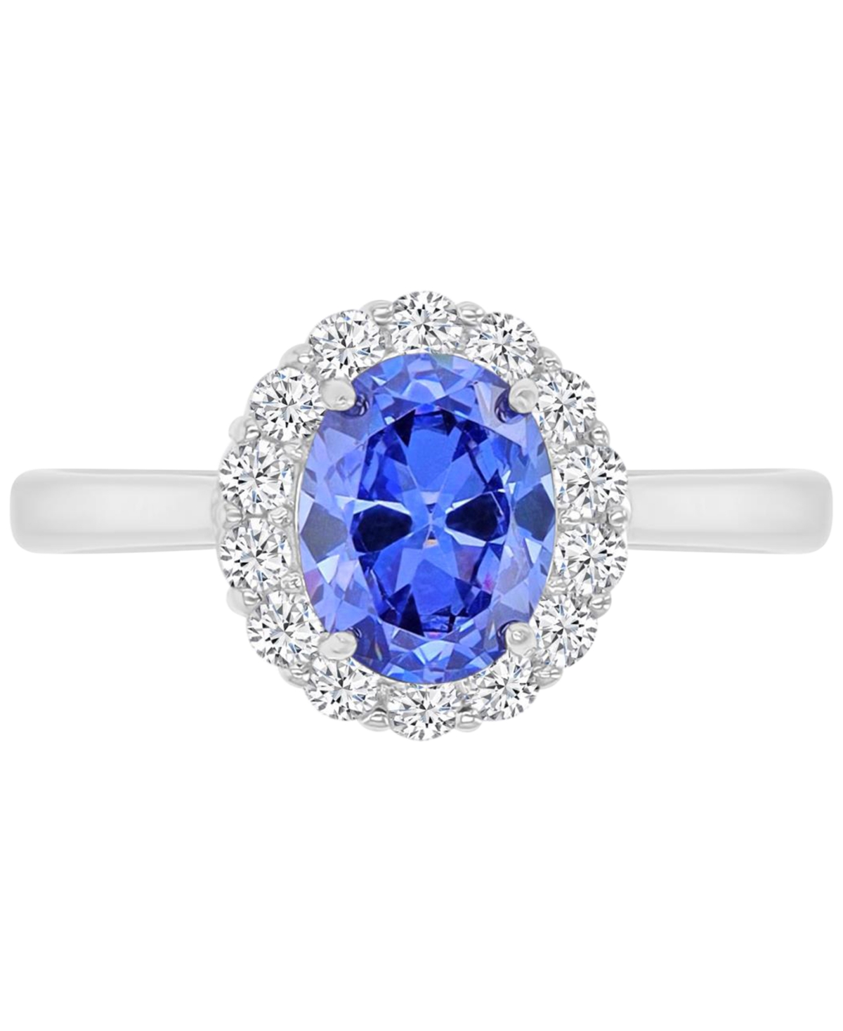 Macy's Red & White Cubic Zirconia Oval Halo Ring In Sterling Silver In Purple