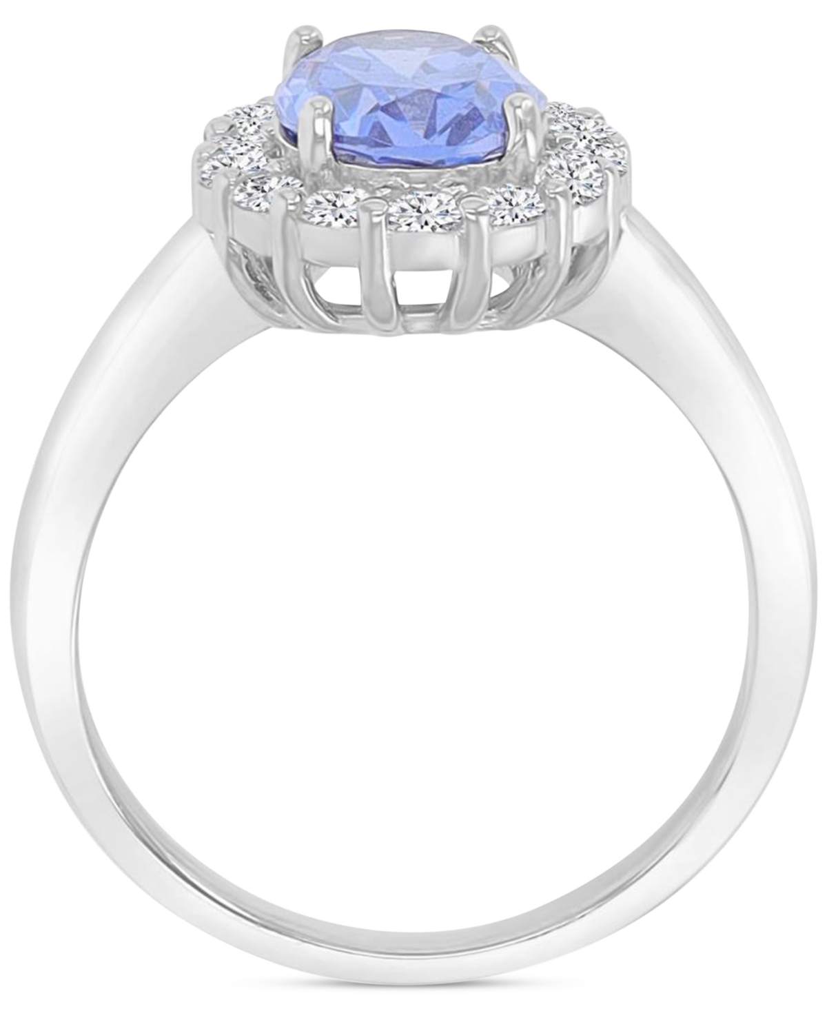 Macy's Red & White Cubic Zirconia Oval Halo Ring In Sterling Silver In Purple