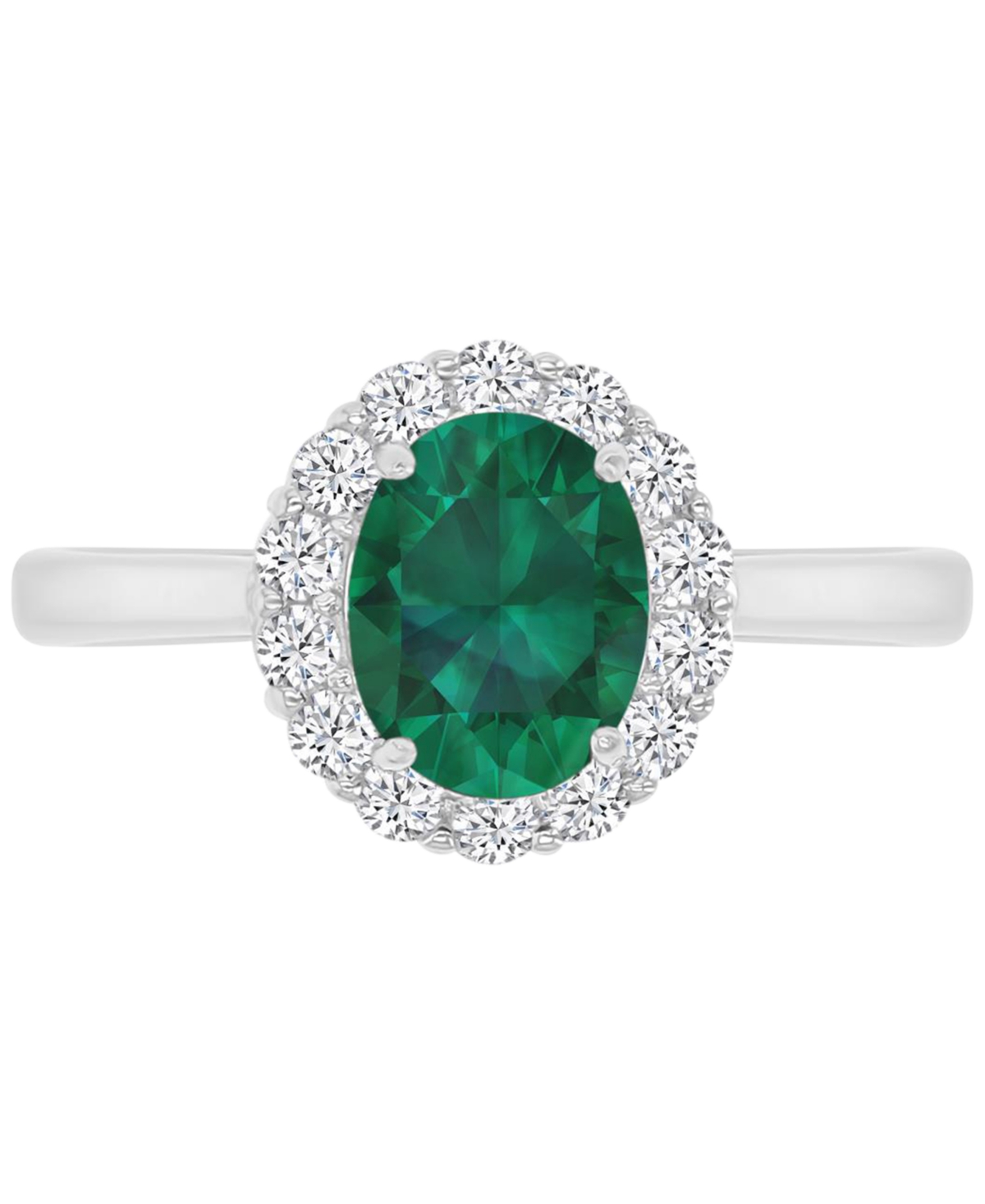 Macy's Red & White Cubic Zirconia Oval Halo Ring In Sterling Silver In Green