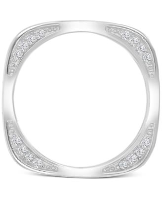 Cubic Zirconia Square Style Accented Band in Sterling Silver