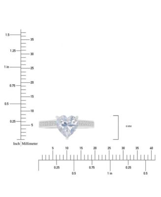 Cubic Zirconia Heart & Round Promise or Engagement Ring in Sterling Silver