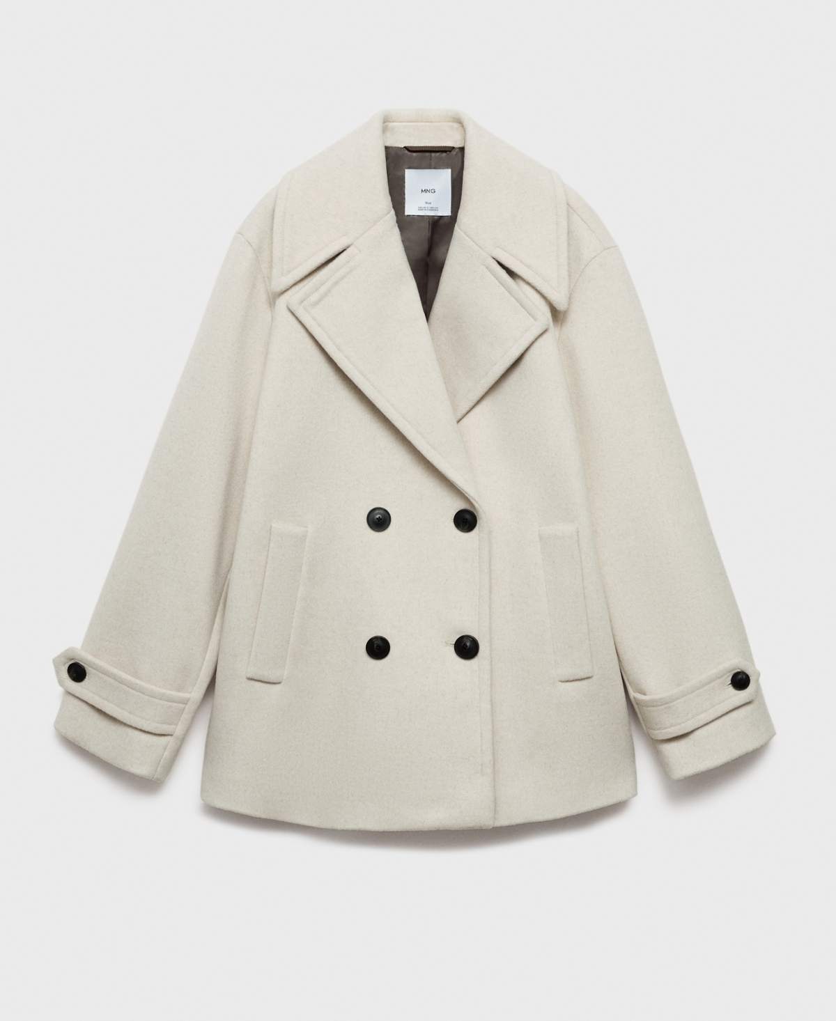 Mango Women's Buttons Detail Wool Double-Breasted Coat - Pastel Gray