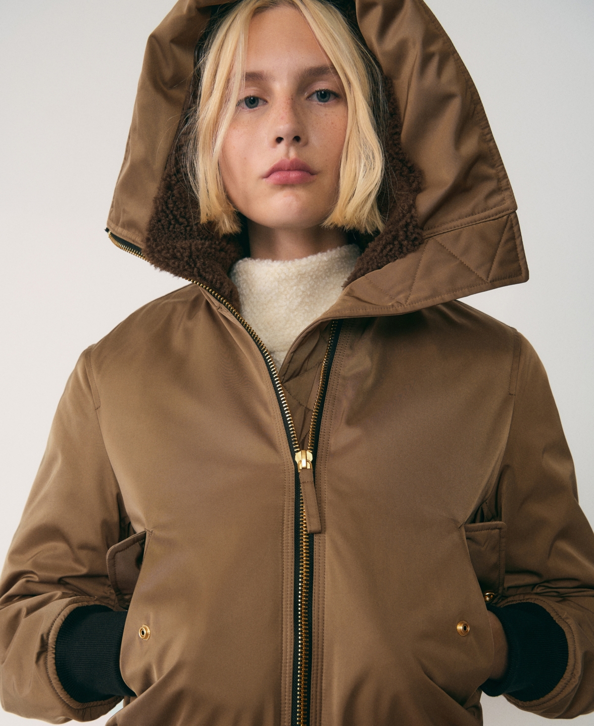 Mango Women's Fleece Lining Bomber Jacket In Brown