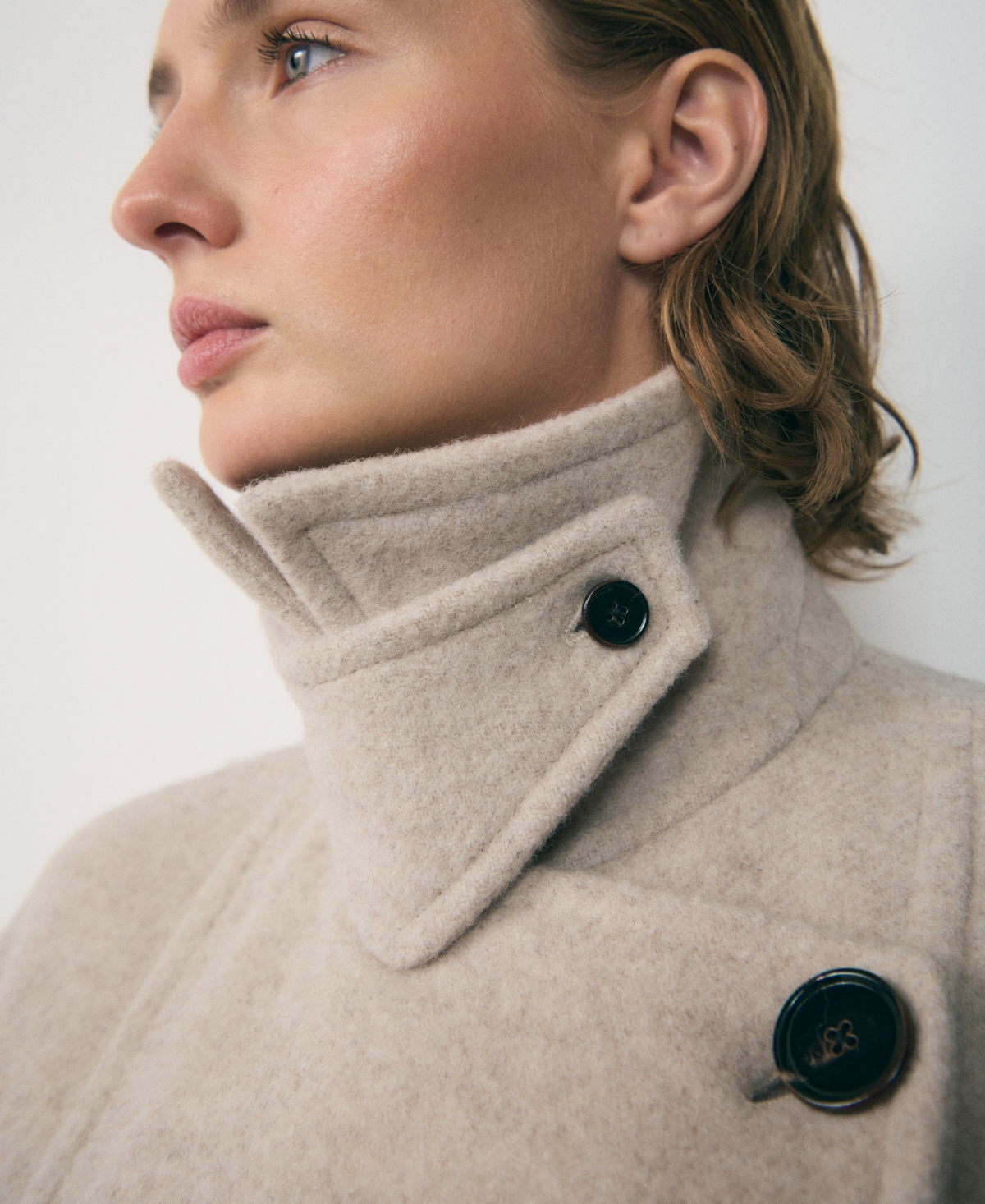 Mango Double-breasted Wool Coat Ecru In Ecru