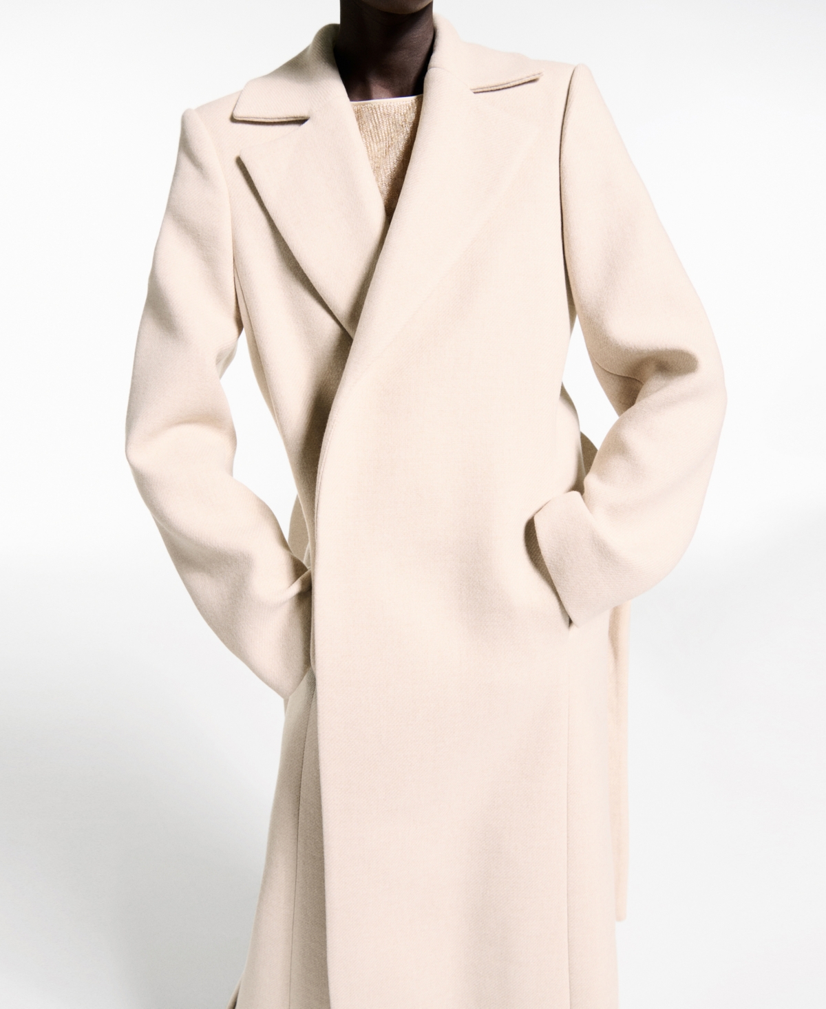 Mango Tie Belt Wool Blend Coat In Light,pastel Gray