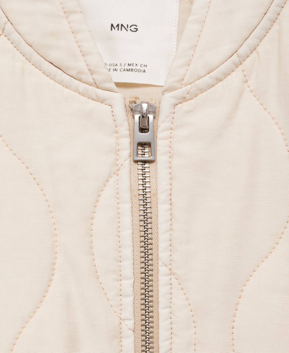 Shop Mango Women's Quilted Bomber Jacket In Ecru