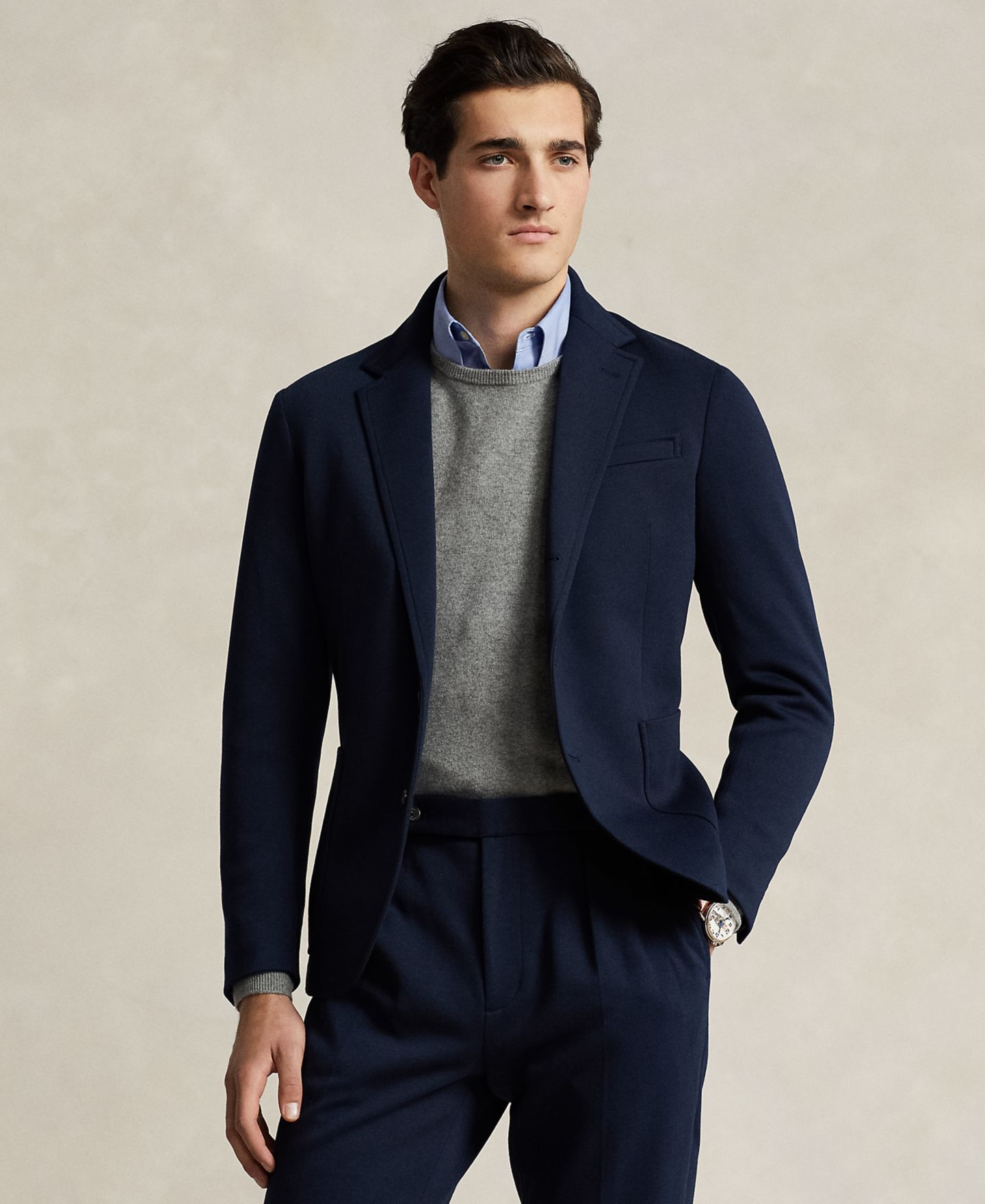 Мужской пиджак Polo Ralph Lauren Polo Soft Double-Knit Suit, цвет: Тёмно-синий — фото 1