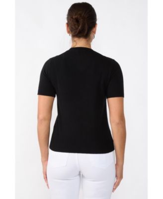 Women's 100% Cashmere Crewneck Short Sleeve Sweater