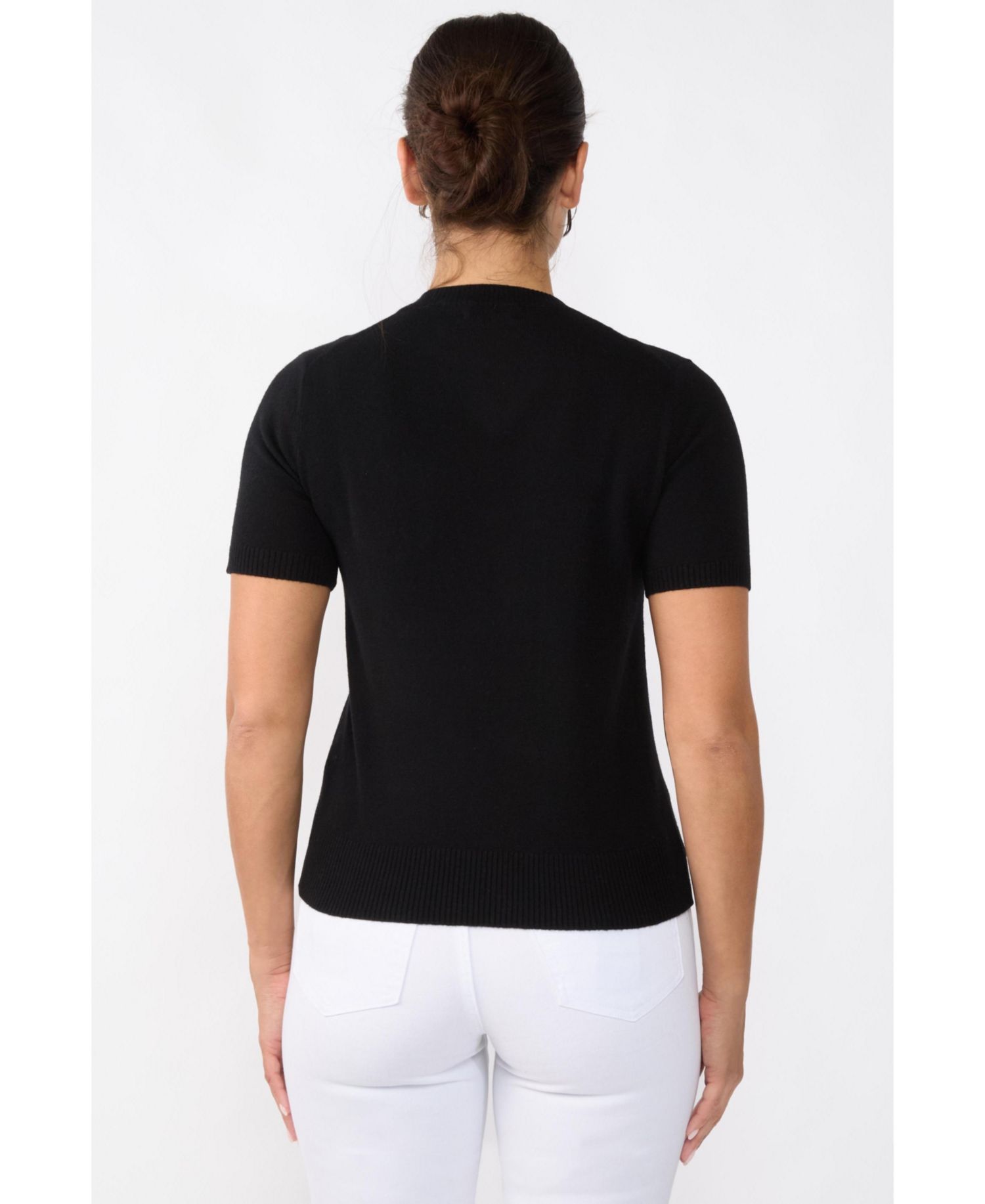 Women's 100% Cashmere Crewneck Short Sleeve Sweater