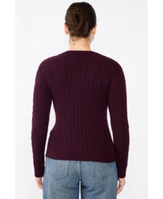 Women's 100% Cashmere Crewneck Sweater | Chuncky Cashmere Cable-knit Sweaters