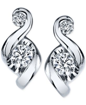 Proud Mom Diamond Swirl Stud Earrings (1/4 ct. t.w.) in 14k Gold or White Gold